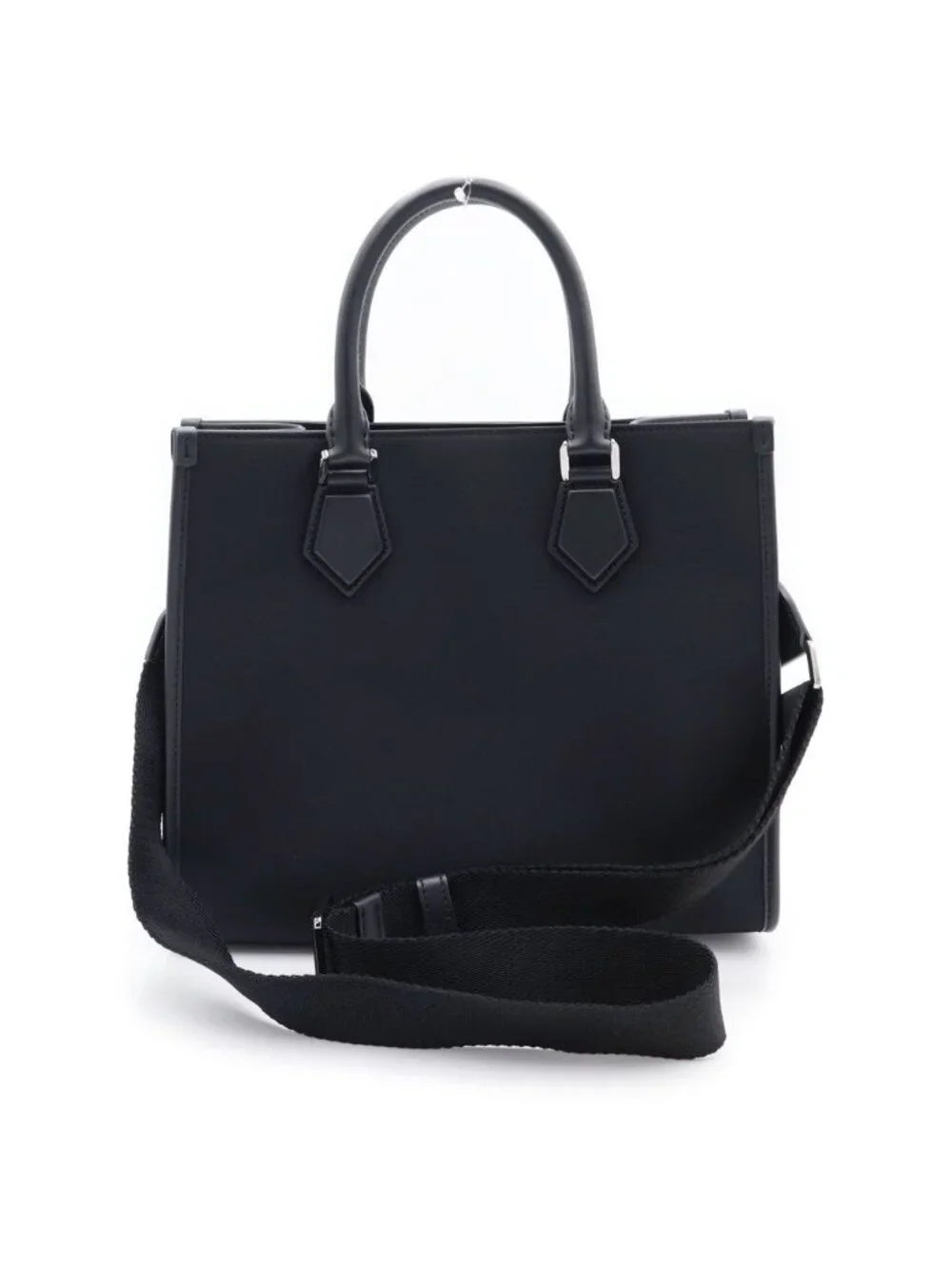 Dolce & Gabbana Rubberized Logo Small Nylon Shopping Bag Black